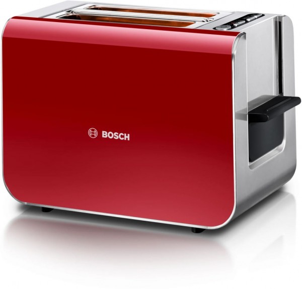 Bosch TAT8614P Styline Kompakt-Toaster Edelstahl rot